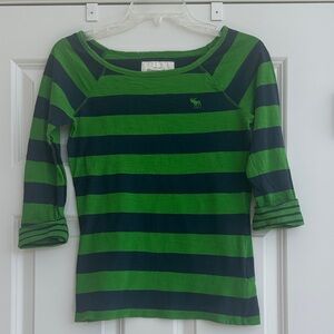 Abercrombie & Fitch Green and Blue Striped Shirt